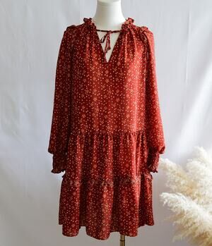 Max Studio Red prairie Cottage dress size XS